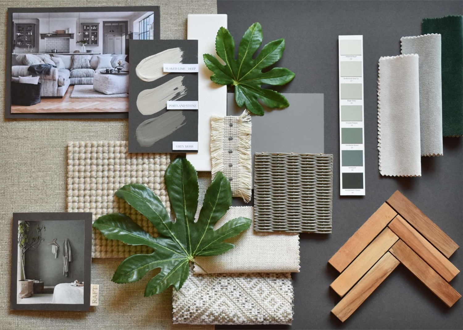 Design Centre material moodboard with finishes and textures